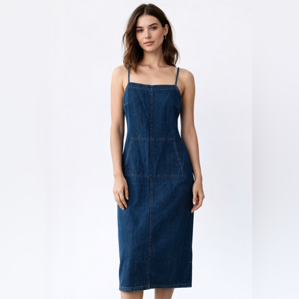 Ralph Lauren Blue Vintage Lauren Jeans Co size Md Denim Jumper Dress EUC